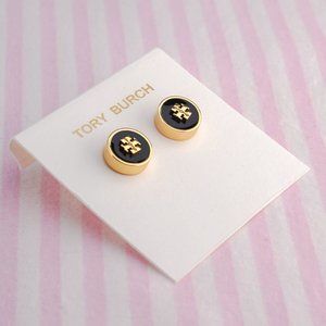 Tory Burch Kira Enamel Stud in Black - Brand New